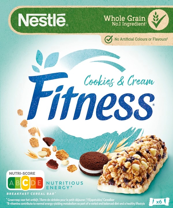Nestlé FITNESS Breakfast Cereal Bar Cookies and Cream Pack of 4